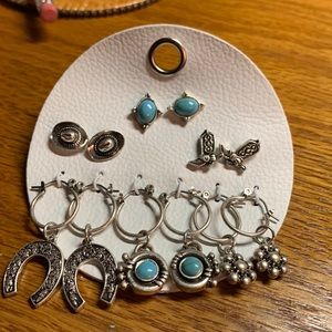 Free People earrings set of cowboy memorabilia